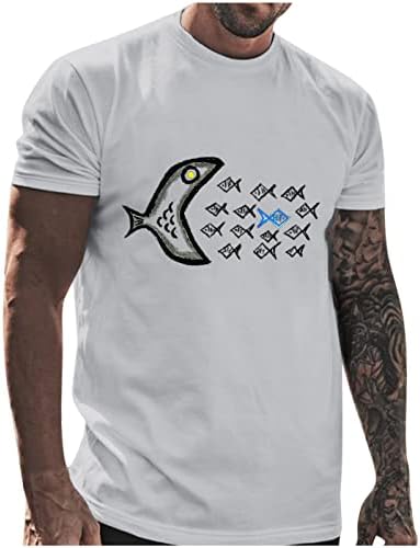 Tricouri de vară ubst mens de vară stradă amuzant pește grafic imprimeu grajd tricou tricou slim fit mușchi antrenament cu