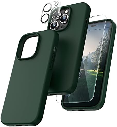 TOCOL [5 în 1 pentru carcasă iPhone 14 Pro Max, 2 protector de ecran + 2 Protector pentru lentile pentru camere, carcasă siliconică