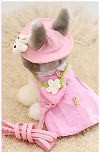 ANIAC animale mici rochie cu accesorii animal de casă iepure Harnaș vestă și lesă Set cu pălărie costum drăguț de Paște cu