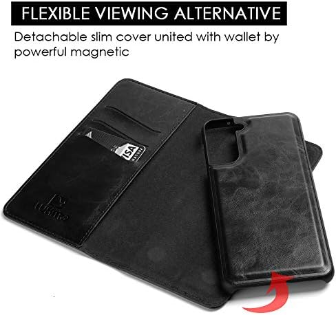 pentru S23 + detașabil din piele neagră Folio portofel Flip Cover caz pentru Samsung Galaxy S23+, S23 Plus