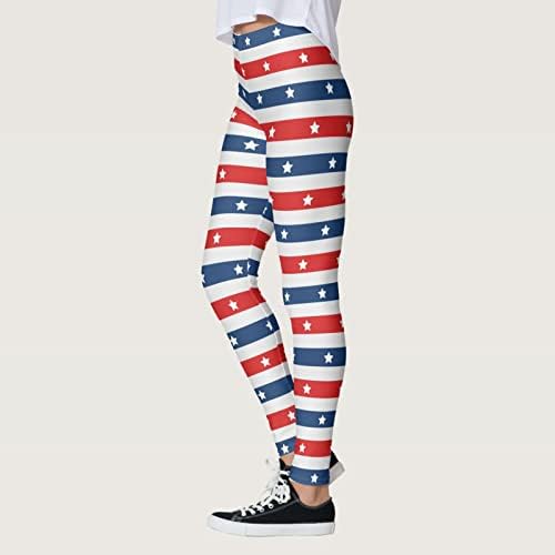 Legguri cu steag american stele și dungi confortabile Pantaloni imprimați Pantaloni de antrenament atletic periat moale
