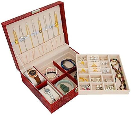 Cutii de bijuterii QTT Carcasă de bijuterii de călătorie din piele cu blocaj de siguranță și organizator de bijuterii din catifea
