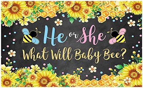 Funnytree Bee gen dezvăluie fundal el sau ea băiat sau fată ce va Baby Bee Baby duș tema petrecere miere floarea-soarelui fundal