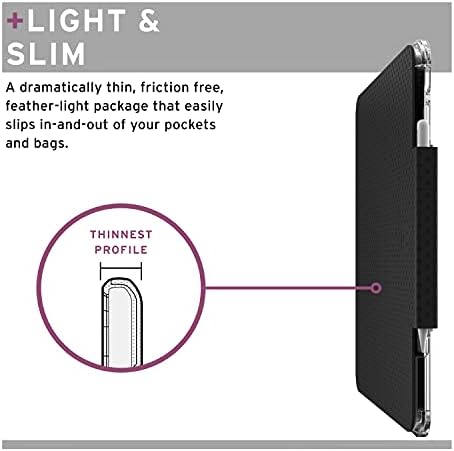 [U] de UAG iPad Pro 12.9 Case Black Lucent Lightweight Slim Slimproof Smart Folio Cover de protecție cu suport auto/somn de