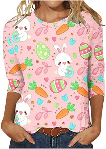 Femei Paști Topuri Moda Amuzant Iepure T-Shirt Dressy Casual Vacanță Iepuras Grafic Tunica Tee 3/4 Maneca Pulover Tricou