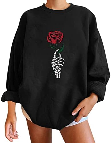 Uikmnh adolescent fetiță hanorac de trandafir floare elegantă cu mânecă lungă bluză casual de toamnă iarna și primăvara colecei