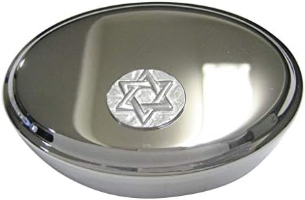 Kiola proiectează argint tonifiat rotund evreiesc vedetă religioasă a lui David Oval Trinket Bijuterii
