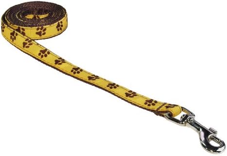 Xsmall Galben/Brown Puppy Paws Dog Leash: 1/2 lățime, lungime de 4ft - realizat în SUA.