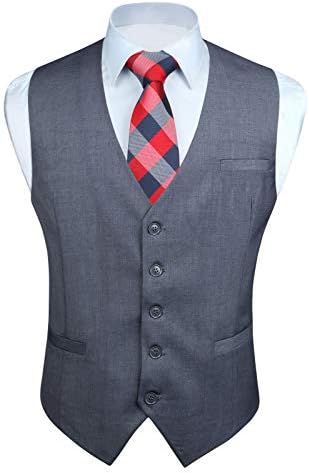 Enligision Men ' s Suit Vest Business Formal Dress vestă de culoare solidă vestă pentru costum sau smoching