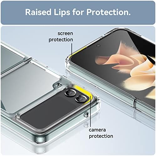 Sucnakp pentru Galaxy Z Flip 4 5g caz Samsung Z Flip 4 5g caz cu suport Transparent Premium clar panoul din spate + TPU bara