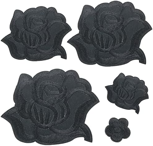 Black Rose Fabric Patch fmhxg 1set 5 Dimsize Rose Repair Patches Coase On sau Fier pe petele de aplicații pentru jachete Blugi
