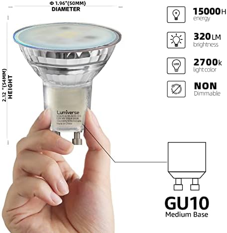 Lumiverse GU10 Becuri LED Non-Dimmable, 5000k Lumina zilei Alb 4W 350lm [40W echivalent] PAR 16 Becuri, GU10 bec 100 Unghiul
