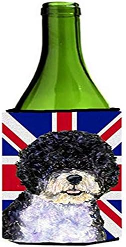 Caroline's Treasures SS4932Literk Portughese Water Dog With With English Union Jack British Flag Vin Bottle Hugger, sticla