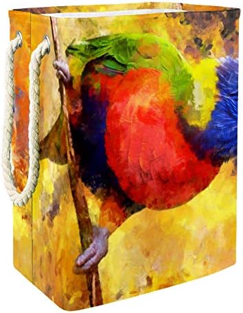 Inhomer pictura Rainbow Lorikeet Parrot Bird 300d Oxford PVC haine impermeabile împiedică coș mare de rufe pentru pături jucării
