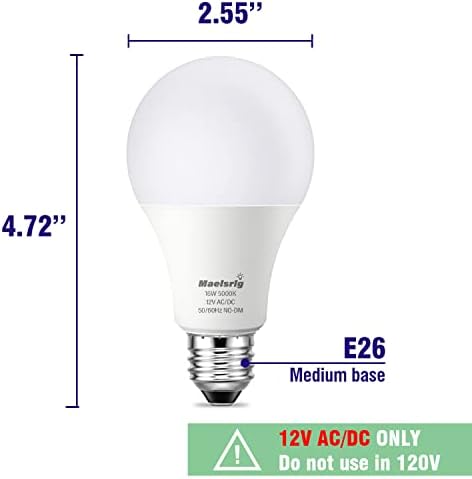 Becuri LED de 12V, echivalent 100W-120W, lumină naturală 5000K, 16W 1600 lumeni, 12 volți AC/DC, non-Dimmable, bază E26, becuri