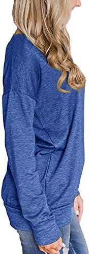 Genhoo Sweatshirts pentru femei cu mânecă lungă Criss Cross C Cross V Neck Tricou Tunici Bluze S-3XL