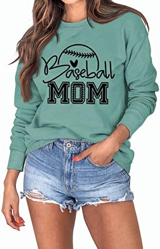 Femei pulovere de baseball mamă mamă scrisori cu mânecă lungă echipaj gât topuri grafice cămăși casual mame mamă cadou sportiv