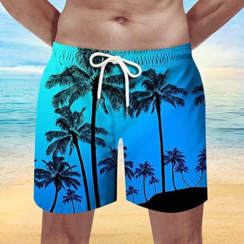 Wenkomg1 Trunchiuri de înot pentru bărbați, pantaloni scurți de bord tropicali, pantaloni scurți de plajă hawaii imprimați
