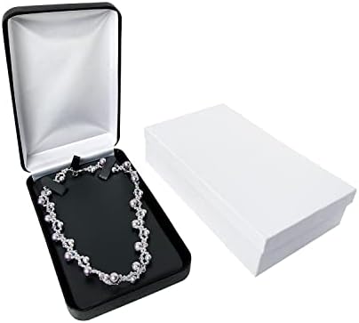 Mooca Premium Faux Faux, cu cutie metalică acoperită din piele pentru colier, cutia de colier, cutia cadou de bijuterii, organizator