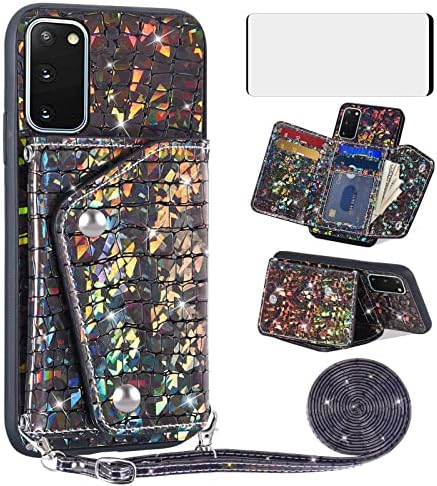 Carcasă telefonică asuwish pentru Samsung Galaxy S20 5G 6.2 inch Copertă portofel cu protector de ecran de sticlă temperat