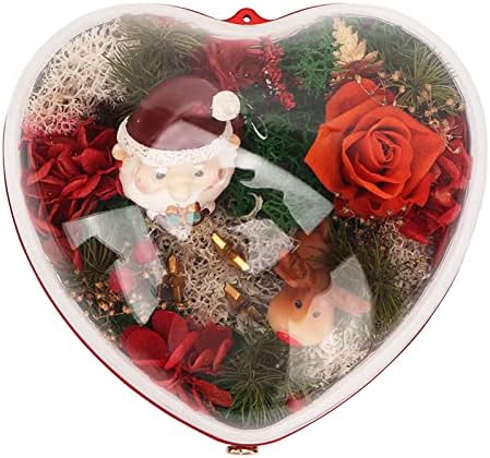 Tgoon Christmas Flower Heart Box, copertă acrilică de lungă durată cu cutie de bijuterii cu flori în formă de inimă, în formă