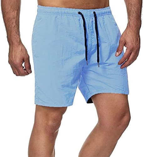 Pantaloni scurți sport pentru bărbați se potrivesc Cordon vara plaja pantaloni scurți cu talie elastica si buzunare baschet