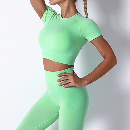 Seturi de sutien pentru Fete Cu mânecă scurtă Comfort Color 2023 haine Crew Neck Track Gym Sexy fără sudură 2 seturi de Sutien