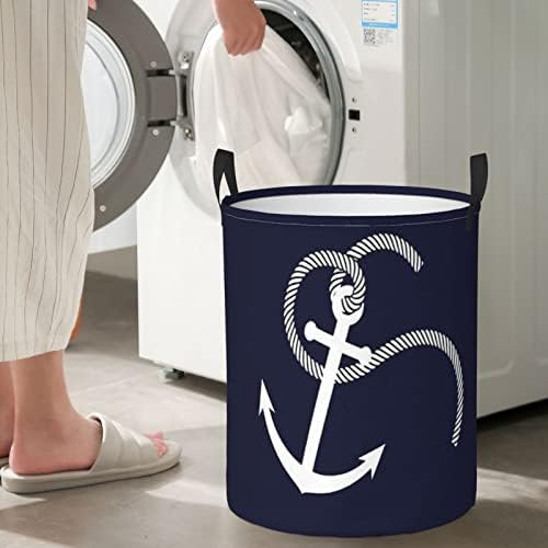 Ancoră nautică albă Bleumarin BlueSports haine murdare pliabile împiedică pentru spălătorie dormitor bucătărie, geantă pentru