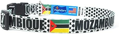 Guler pentru câini | Fotbal | Futbol | Flag Mozambic | Xtra mare, mare, mediu, mic, extra mic | Fabricat în SUA | Cadou pentru