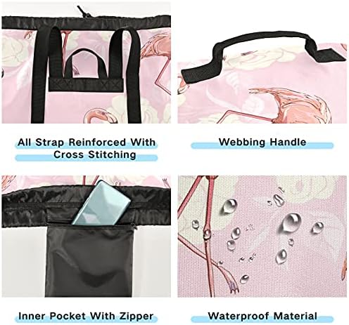 Roz Flamingo spălătorie sac cu bretele spălătorie rucsac sac cordon închiderea agățat împiedică pentru Camp Home Essentials