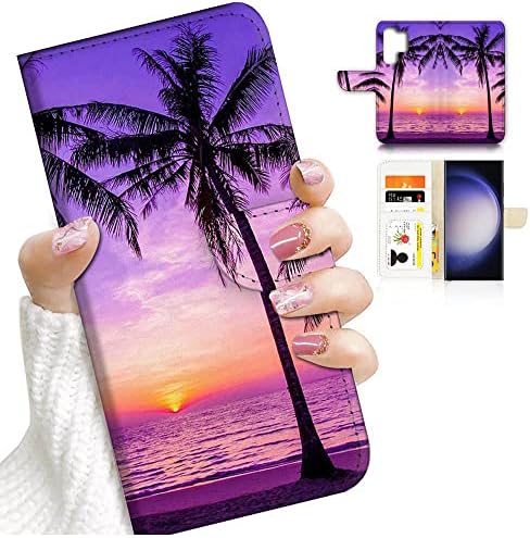 pentru Samsung S23 Ultra, pentru Samsung Galaxy S23 Ultra, proiectat Flip portofel telefon caz de acoperire, A24194 Sea Twilight
