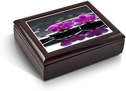 Un decor Zen-ca cu orhidee violet țiglă cutie de bijuterii muzicale - multe melodii pentru a alege-Clair De Lune