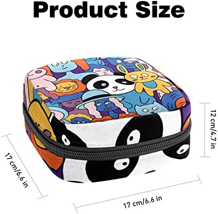 Geanta de depozitare a șervețelului sanitar, geantă portabilă pentru fete fete pungă de cană menstruală, animal de desene animate panda iepure de leu girafa