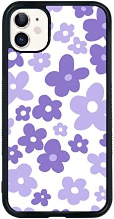 Carcasă de telefon cu flori violet compatibile cu iPhone 11 6.1 inch - Protecție protectoare cu șocuri TPU Cute Purple Floral