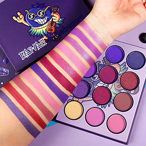 Paleta de Farduri de pleoape De ' lanci Purple-Hawaii Blueberry Matte and Shimmer 12 culori, palet de machiaj profesional violet