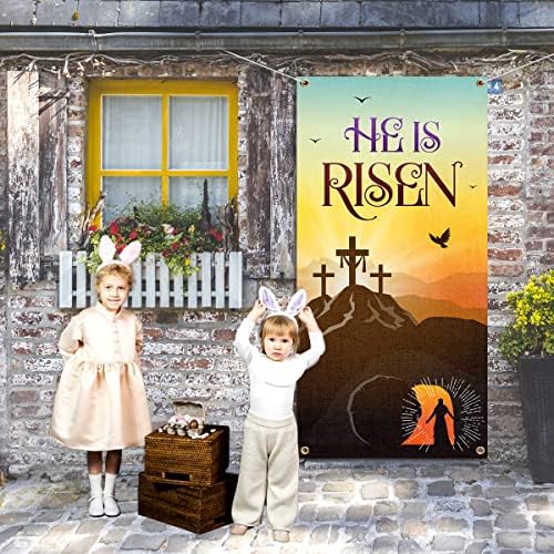 He is Risen door Cover--Happy Easter Supplies, Jesus Door agățat fundal pentru decorarea Învierii religioase