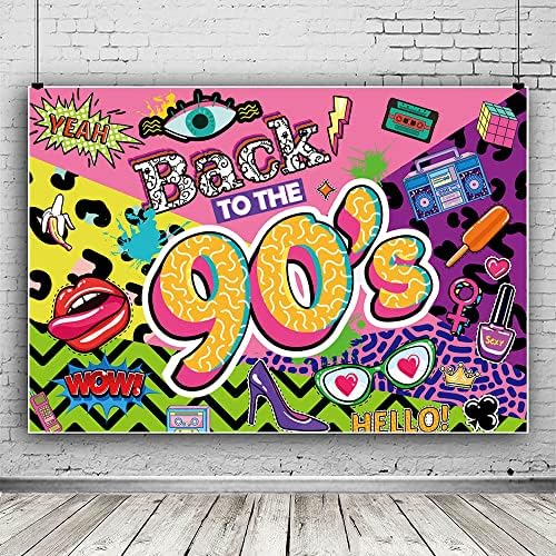 Înapoi la fundalul petrecerii din anii 90, petrecerea tematică Retro Hip Hop din anii 90 Decor Banner de perete Extra mare Banner de petrecere fundal cabină foto, rechizite foto pentru petreceri din anii 90