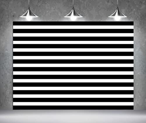 7x5ft alb și Negru Dungi fotografie Fundaluri Tesatura Baby Show tabel Banner fundal pentru decor de partid