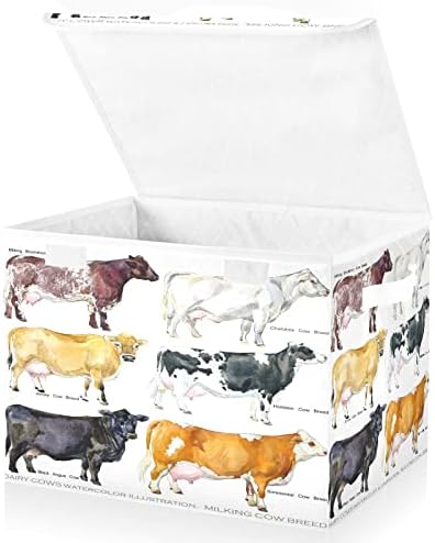 Cutie de depozitare pliabilă cu vacă de animale, curafig, cu cuburi mari, coșuri de depozitare cu cuburi mari, containere decorative