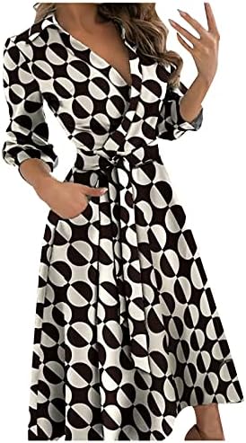 Fragarn Rochii Maxi pentru femei 2022 vintage anii 1950 decolteu Mânecă scurtă rochie cu talie legată A-line Swing Party Club rochie fluidă