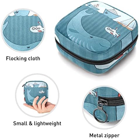 Geanta de epocă, geanta de depozitare a șervețelului sanitar, punga de epocă, geanta de machiaj de călătorie, modelul de pește de balenă cu barca albastră