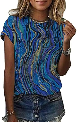 Tricou de modă pentru femei cămăși colorate Tie Dye Crewneck Cu mânecă scurtă Tee Tops 2023 bluze Casual de vară
