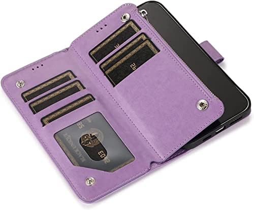 MAALYA Flip caz pentru iPhone 13, relief fluture PU piele fermoar portofel caz cu bratara Card titularul Kickstand magnetice
