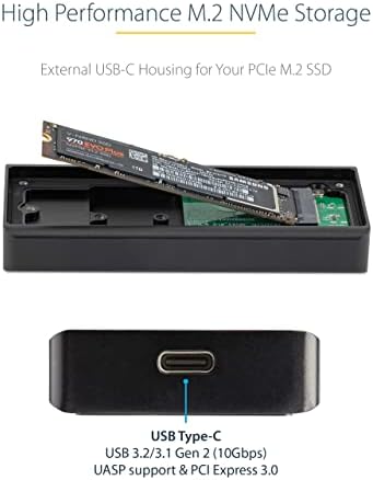 StarTech.com USB-C 10Gbps M. 2 NVMe PCIe SSD carcasă-aluminiu robust extern M. 2 PCIe M-cheie IP67 evaluat - 1 GB/s citire
