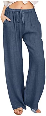 Pantaloni Yubnlvae pentru femei Bumbac și in cu talie înaltă șnur Elastic cu buzunare pantaloni largi cu Picior Larg