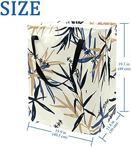 NDKMEHFOJ perie albastru și bej frunze de bambus și flori stil Oriental spălătorie coș coșuri impermeabile haine murdare Sortator