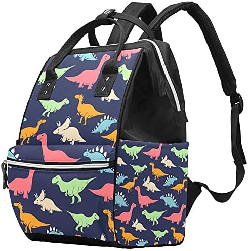 Dinozauri colorați desenate manual Pattern Backpack Scheper Bag pentru femei, pungi de laptop pentru bărbați pentru bărbați genti