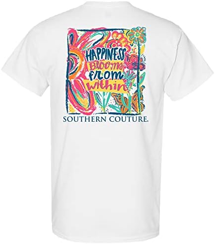 South Couture Fericirea înflorește din tricoul de modă din bumbac alb