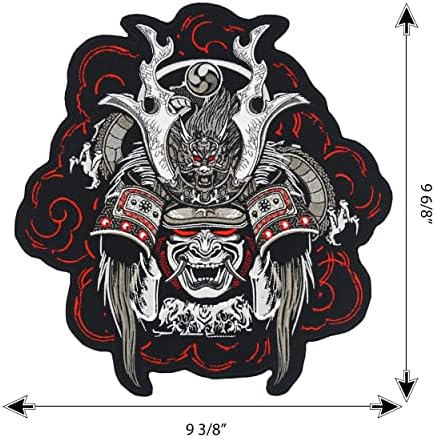 Masca japoneză Hannya Oni Samurai Războinic cu dragon Geacă de motocicletă brodată mare și veste motociclisti pe patch