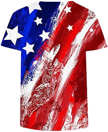 Cămăși occidentale pentru femei American Flag Print Tops v Neck Mânecă scurtă Tricou 4 iulie Bluze de Ziua Independenței